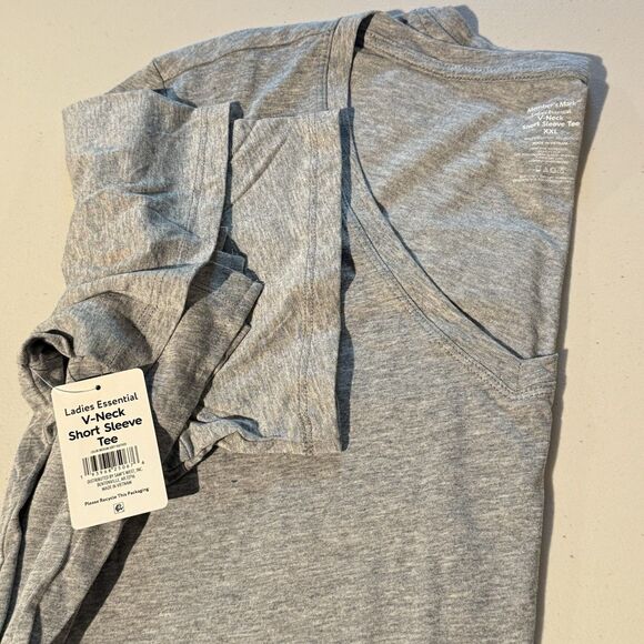 Member's Mark Women's Short Sleeve V-Neck Tee 2XL Medium Grey Heather NWT - Picture 4 of 6